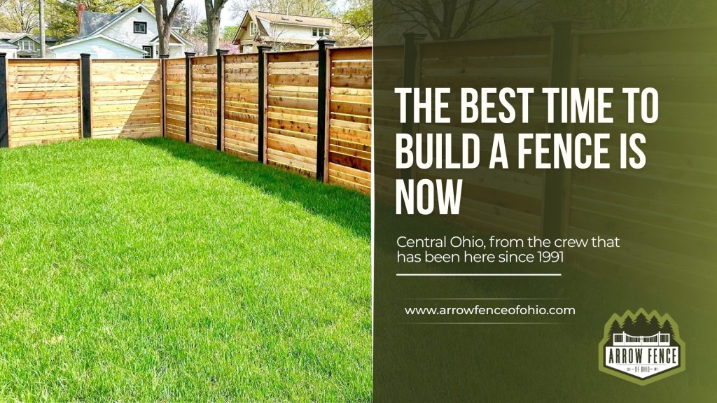 Horizontal cedar fence in a Central Ohio backyard